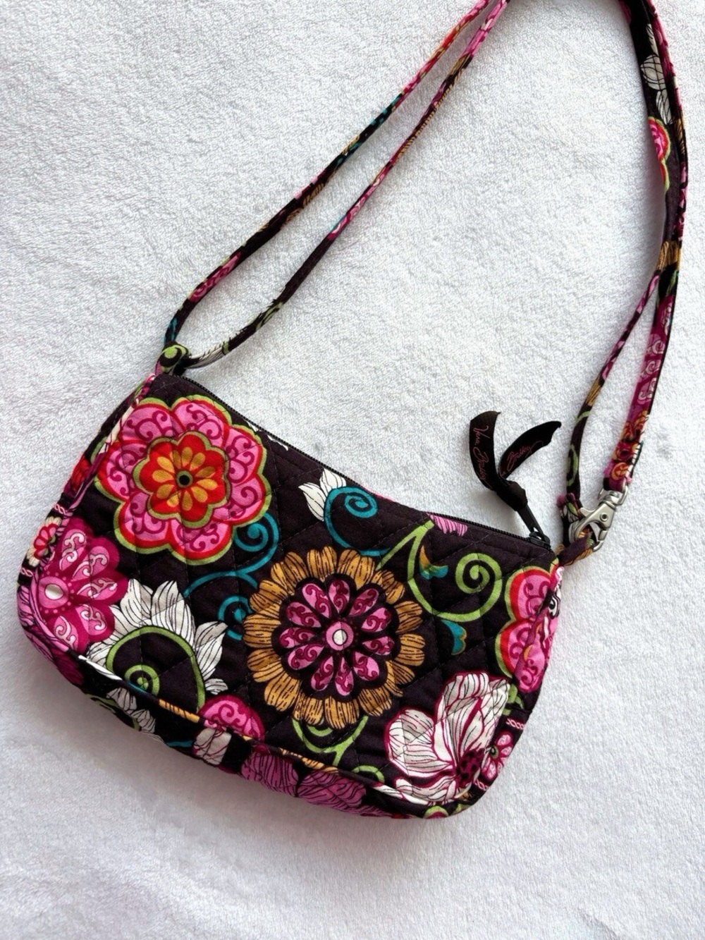 RARE VERA BRADLEY 2 WAY CROSSBODY SHOULDER MINI BAG PINK RED BLACK FLORAL